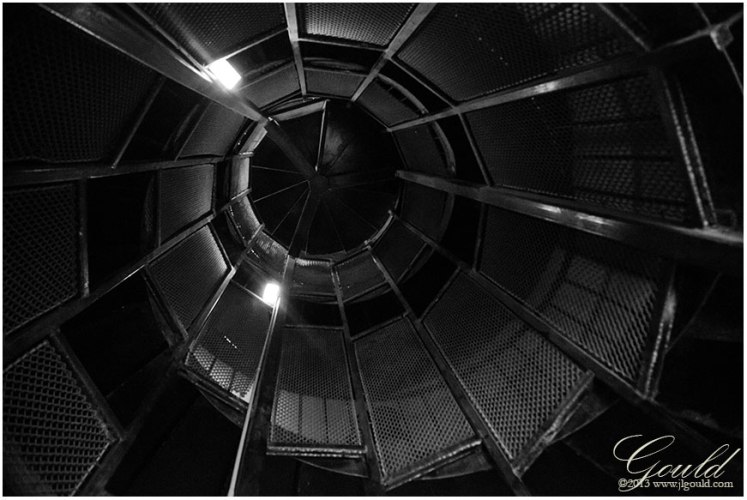 Looking up from inside the WWII observation tower at Cape Henlopen State Park, Delaware